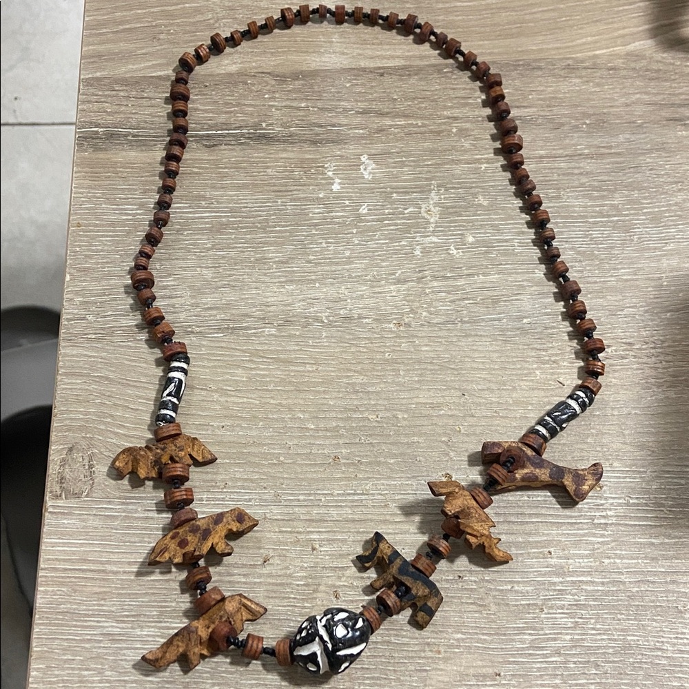 Handmade Wooden Animals Figure Beaded Necklace